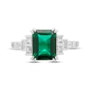 Thumbnail Image 3 of Octagon-Cut Lab-Created Emerald, Baguette-Cut White Lab-Created Sapphire Ring Sterling Silver