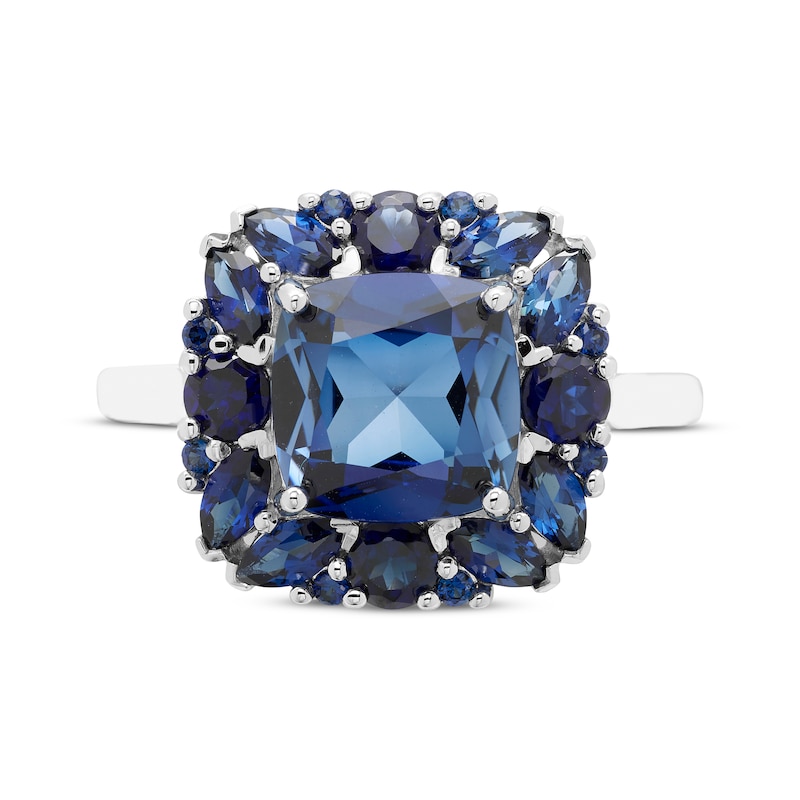 Multi-Shape Blue Lab-Created Sapphire Cocktail Ring Sterling Silver