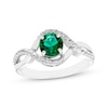 Thumbnail Image 1 of Round-Cut Lab-Created Emerald & White Lab-Created Sapphire Ring Sterling Silver