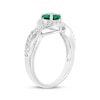 Thumbnail Image 2 of Round-Cut Lab-Created Emerald & White Lab-Created Sapphire Ring Sterling Silver