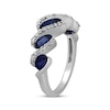 Thumbnail Image 1 of Oval-Cut Blue Lab-Created Sapphire & Round-Cut White Lab-Created Sapphire S-Curve Ring Sterling Silver