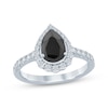 Thumbnail Image 0 of Pear-Shaped Black Diamond & Round-Cut White Diamond Engagement Ring 1-1/2 ct tw 14K White Gold