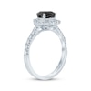 Thumbnail Image 1 of Pear-Shaped Black Diamond & Round-Cut White Diamond Engagement Ring 1-1/2 ct tw 14K White Gold