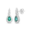 Thumbnail Image 0 of Pear-Shaped Lab-Created Emerald & Round-Cut White Lab-Created Sapphire Teardrop Earrings Sterling Silver