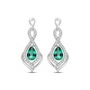 Thumbnail Image 2 of Pear-Shaped Lab-Created Emerald & Round-Cut White Lab-Created Sapphire Dangle Earrings Sterling Silver