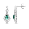 Thumbnail Image 3 of Pear-Shaped Lab-Created Emerald & Round-Cut White Lab-Created Sapphire Dangle Earrings Sterling Silver