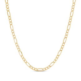 Hollow Figaro Chain Necklace 3.9mm 10K Yellow Gold 22&quot;
