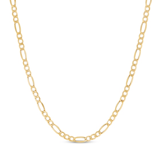 Hollow Figaro Chain Necklace 3.9mm 10K Yellow Gold 22"