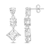 Thumbnail Image 2 of Pear-Shaped, Oval & Square-Cut White Lab-Created Sapphire Drop Earrings Sterling Silver