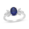 Thumbnail Image 1 of Oval-Cut Blue Lab-Created Sapphire & White Lab-Created Sapphire Ring Sterling Silver