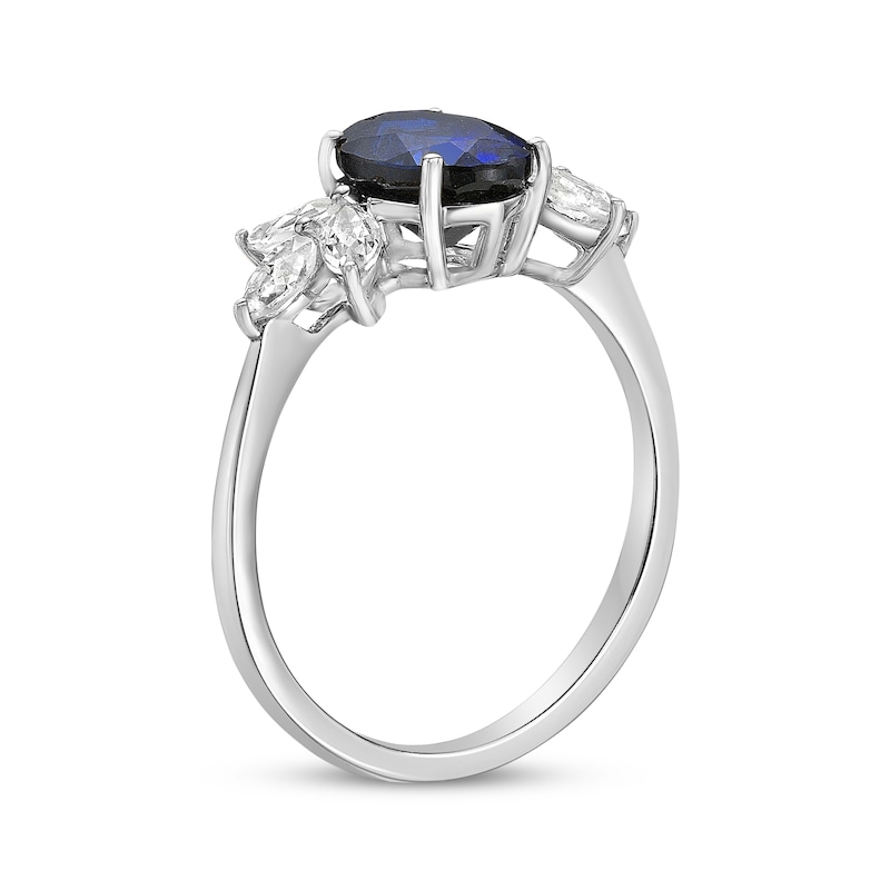 Main Image 2 of Oval-Cut Blue Lab-Created Sapphire & White Lab-Created Sapphire Ring Sterling Silver