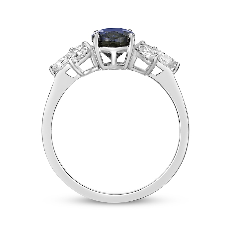 Main Image 3 of Oval-Cut Blue Lab-Created Sapphire & White Lab-Created Sapphire Ring Sterling Silver