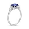 Thumbnail Image 2 of Octagon-Cut Blue Lab-Created Sapphire & White Lab-Created Sapphire Ring Sterling Silver