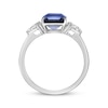 Thumbnail Image 3 of Octagon-Cut Blue Lab-Created Sapphire & White Lab-Created Sapphire Ring Sterling Silver