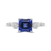 Thumbnail Image 4 of Octagon-Cut Blue Lab-Created Sapphire & White Lab-Created Sapphire Ring Sterling Silver