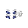 Thumbnail Image 0 of Rectangle-Cut Blue Lab-Created Sapphire & Round-Cut White Lab-Created Sapphire Stud Earrings Sterling Silver