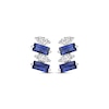 Thumbnail Image 1 of Rectangle-Cut Blue Lab-Created Sapphire & Round-Cut White Lab-Created Sapphire Stud Earrings Sterling Silver