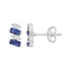 Thumbnail Image 2 of Rectangle-Cut Blue Lab-Created Sapphire & Round-Cut White Lab-Created Sapphire Stud Earrings Sterling Silver