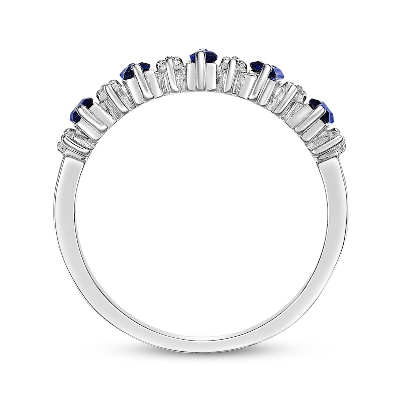 Main Image 3 of Rectangle-Cut Blue Lab-Created Sapphire & Round-Cut White Lab-Created Sapphire Ring Sterling Silver