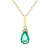 Thumbnail Image 1 of Pear-Shaped Emerald & Diamond Necklace 1/20 ct tw 10K Yellow Gold 18&quot;