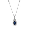 Thumbnail Image 1 of Oval-Shaped Blue Sapphire & Diamond Necklace 1/2 ct tw 14K White Gold 18&quot;