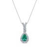 Thumbnail Image 1 of Pear-Shaped Emerald & Diamond Drop Necklace 1/2 ct tw 14K White Gold