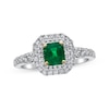 Thumbnail Image 1 of Cushion-Cut Emerald & Diamond Ring 3/8 ct tw 14K Two-Tone Gold