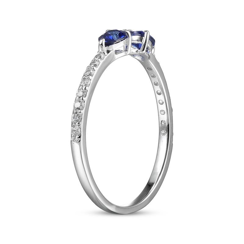 Main Image 2 of Pear-Shaped Blue Lab-Created Sapphire & White Lab-Created Sapphire Deconstructed Ring Sterling Silver