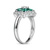 Thumbnail Image 1 of Oval-Cut Lab-Created Emerald & White Lab-Created Sapphire Flower Ring Sterling Silver