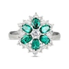 Thumbnail Image 2 of Oval-Cut Lab-Created Emerald & White Lab-Created Sapphire Flower Ring Sterling Silver
