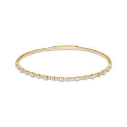 Baguette & Round-Cut Diamond Flex Bangle Bracelet 1/2 ct tw 10K Yellow Gold