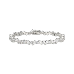 Marquise & Round-Cut White Lab-Created Sapphire Scatter Bracelet Sterling Silver 9&quot;