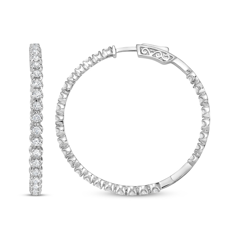 Main Image 1 of Lab-Grown Diamonds by KAY Inside-Out Hoop Earrings 3 ct tw 14K White Gold