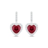 Thumbnail Image 2 of Heart-Shaped Lab-Created Ruby & White Lab-Created Sapphire Drop Earrings Sterling Silver