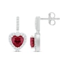 Thumbnail Image 3 of Heart-Shaped Lab-Created Ruby & White Lab-Created Sapphire Drop Earrings Sterling Silver