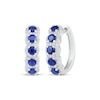 Thumbnail Image 1 of Blue & White Lab-Created Sapphire Scalloped Huggie Hoop Earrings Sterling Silver