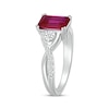 Thumbnail Image 2 of Emerald-Cut Lab-Created Ruby & White Lab-Created Sapphire Ring Sterling Silver