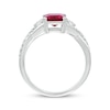 Thumbnail Image 3 of Emerald-Cut Lab-Created Ruby & White Lab-Created Sapphire Ring Sterling Silver