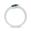 Thumbnail Image 2 of Marquise-Cut Lab-Created Emerald & White Lab-Created Sapphire Bypass Ring Sterling Silver