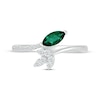 Thumbnail Image 3 of Marquise-Cut Lab-Created Emerald & White Lab-Created Sapphire Bypass Ring Sterling Silver