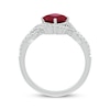 Thumbnail Image 3 of Cushion-Cut Lab-Created Ruby & Diamond 1/4 ct tw Twist Ring Sterling Silver