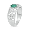 Thumbnail Image 1 of Oval-Cut Lab-Created Emerald & White Lab-Created Sapphire Filigree Ring Sterling Silver