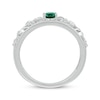 Thumbnail Image 2 of Oval-Cut Lab-Created Emerald & White Lab-Created Sapphire Filigree Ring Sterling Silver