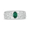 Thumbnail Image 3 of Oval-Cut Lab-Created Emerald & White Lab-Created Sapphire Filigree Ring Sterling Silver