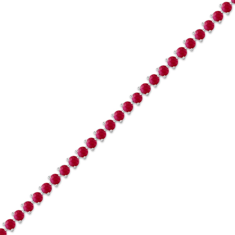 Lab-Created Ruby Line Bracelet Sterling Silver 7.25"