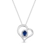 Thumbnail Image 0 of Oval-Cut Blue Sapphire & Diamond Heart Necklace 1/15 ct tw 10K White Gold 18"