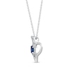 Thumbnail Image 2 of Oval-Cut Blue Sapphire & Diamond Heart Necklace 1/15 ct tw 10K White Gold 18&quot;