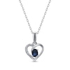 Thumbnail Image 1 of Oval-Cut Blue Sapphire & Diamond Accent Heart Necklace 10K White Gold 18&quot;