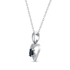 Thumbnail Image 2 of Oval-Cut Blue Sapphire & Diamond Accent Heart Necklace 10K White Gold 18&quot;