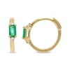 Thumbnail Image 1 of Emerald-Cut Emerald & Diamond Huggie Hoop Earrings 1/15 ct tw 10K Yellow Gold